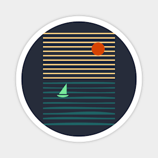 minimalist sunrise boat Magnet